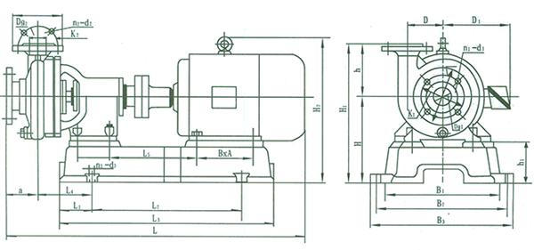 AFB、FB耐腐蚀泵的结构和外形安装尺寸表图