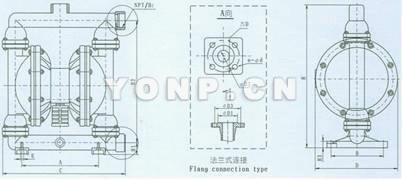 工程塑料气动隔膜泵 安装尺寸图