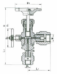 J29H-1.6/32P型角式压力表针型阀外形尺寸图