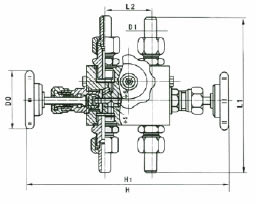QFF3-1.6/32P型平衡针型阀外形尺寸图
