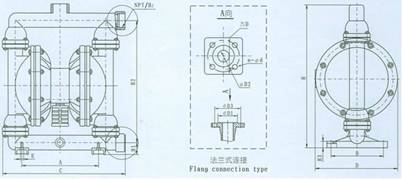 QBK气动隔膜泵安装尺寸图
