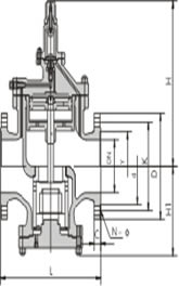 YGa43H/Y型高灵敏度大流量蒸汽减压阀外形尺寸图
