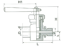X14H-40C/P/T二通压力表旋塞阀外形尺寸图
